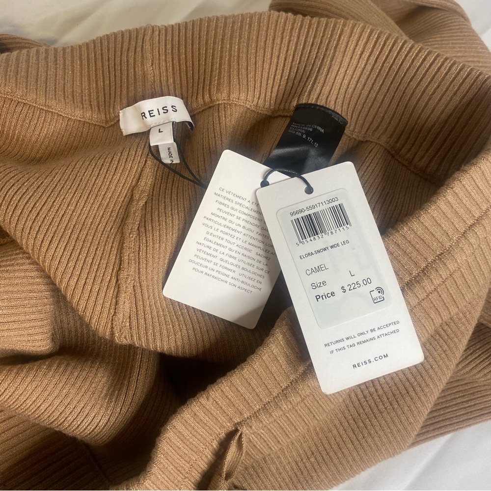 Reiss Camel Ribbed Knit Trousers - Picture 8 of 9